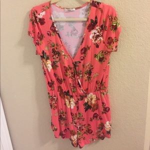 Pink floral romper