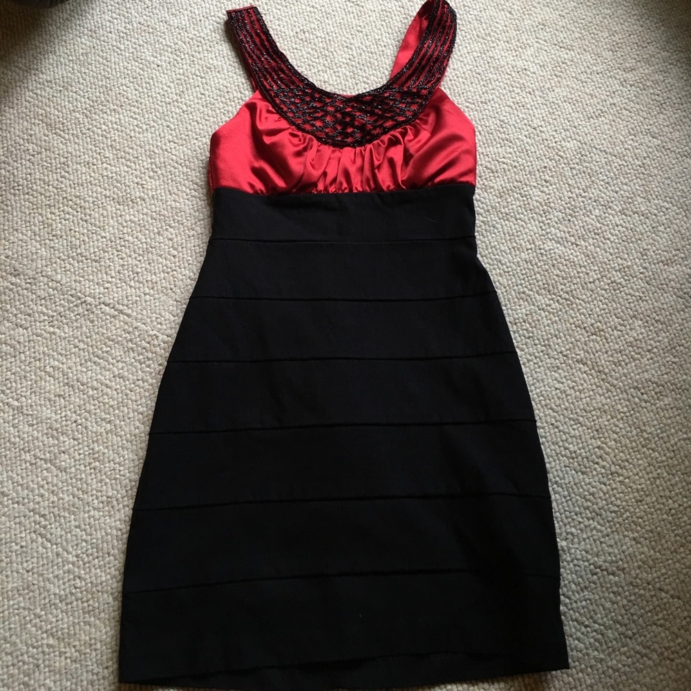 Trixxi bandage dress with beaded collar EUC