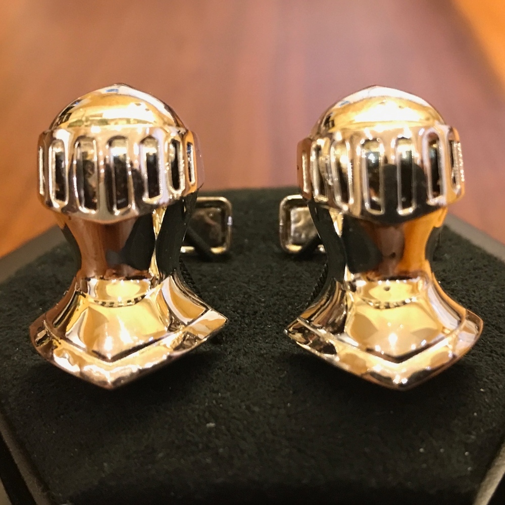 Medieval Knights Helmet Sterling Silver Cuff Links