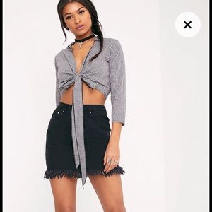 Gingham front tie crop top