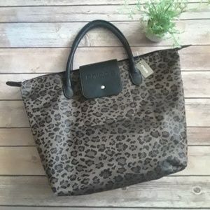Chico's small leopard  roll mini tote. NWT