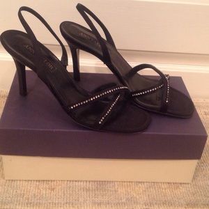 Ann Taylor black heels with rhinestones