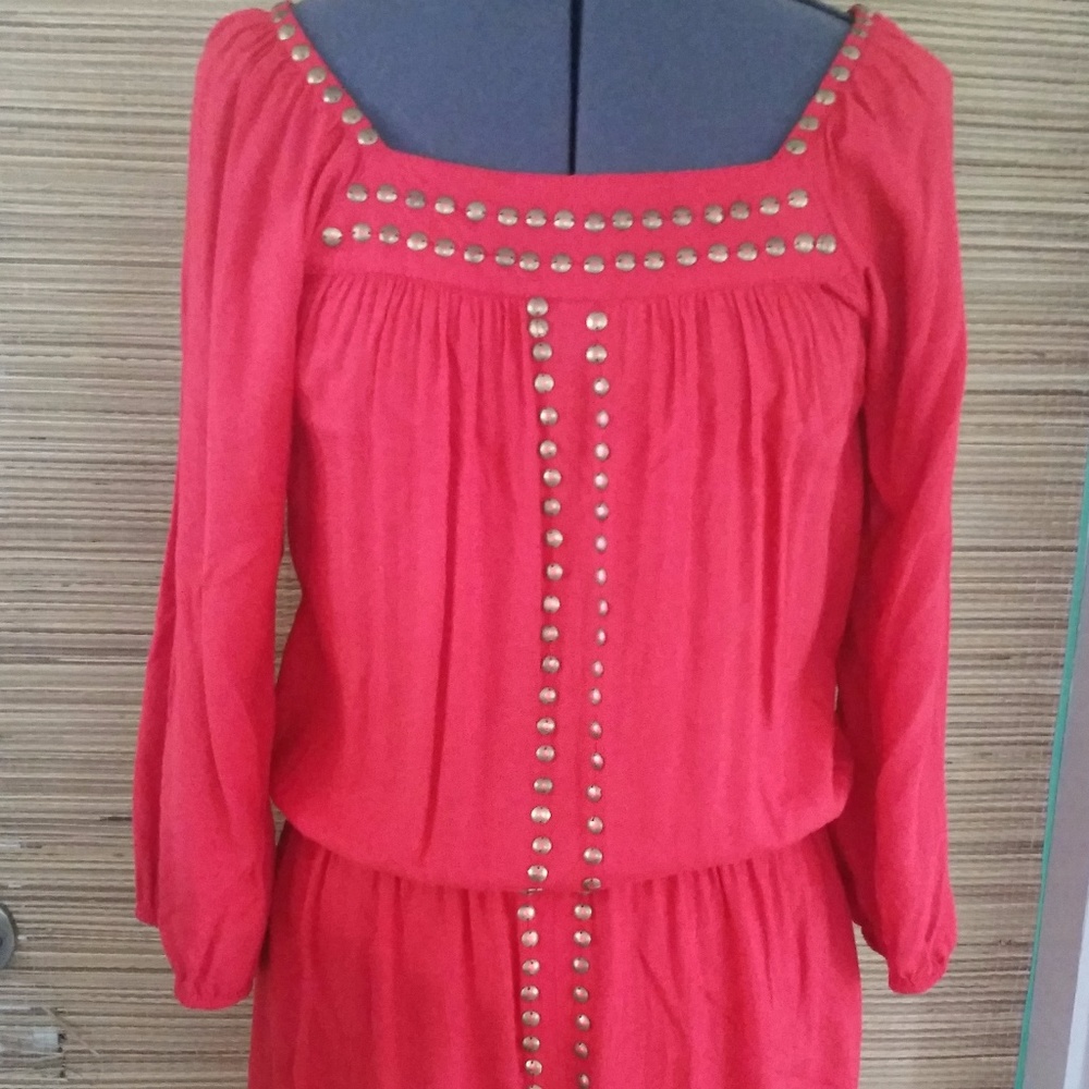 Red embellished tunic dress