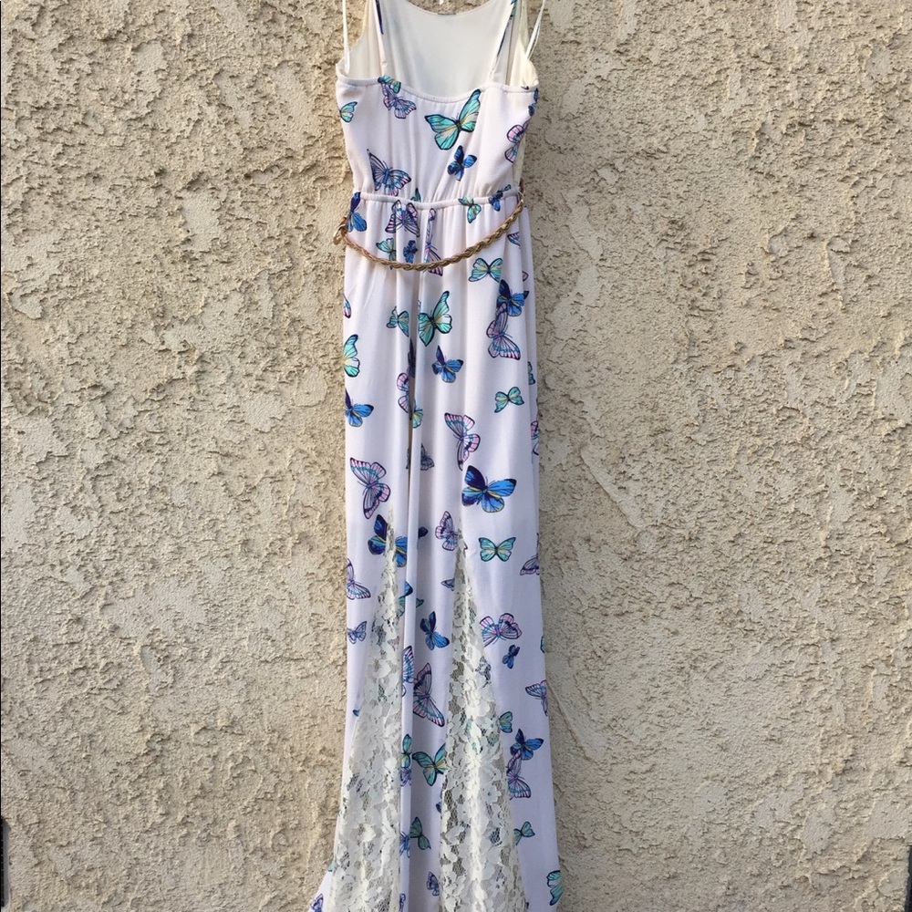 White Butterfly Lace Maxi Dress