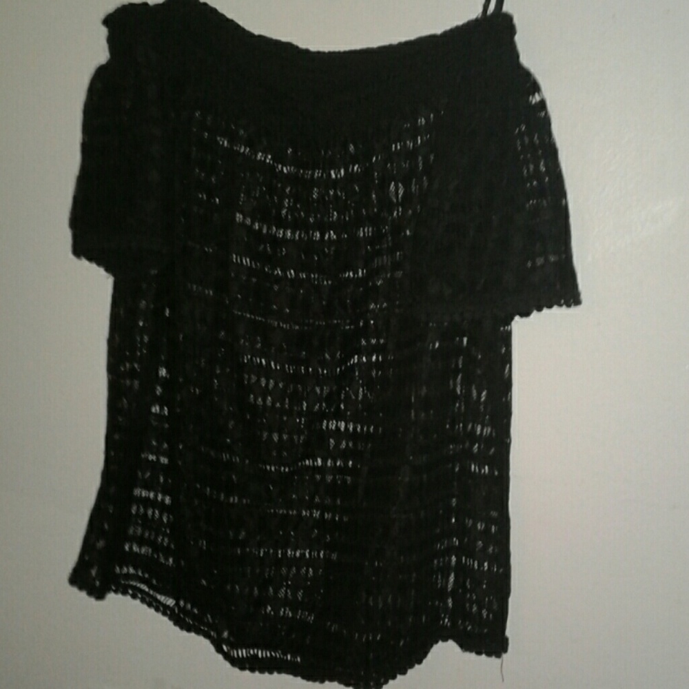 Black see through off shoulders top