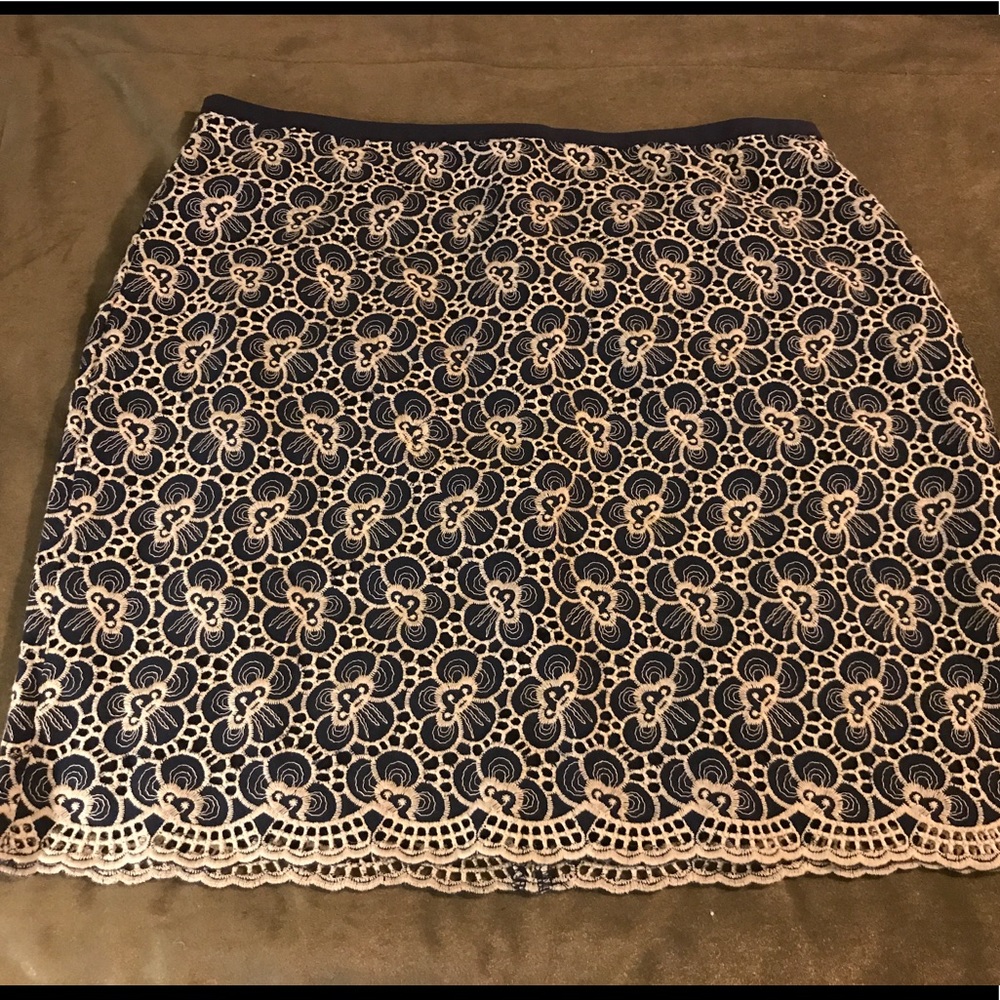 J.Crew Embroidered Floral Skirt (navy)