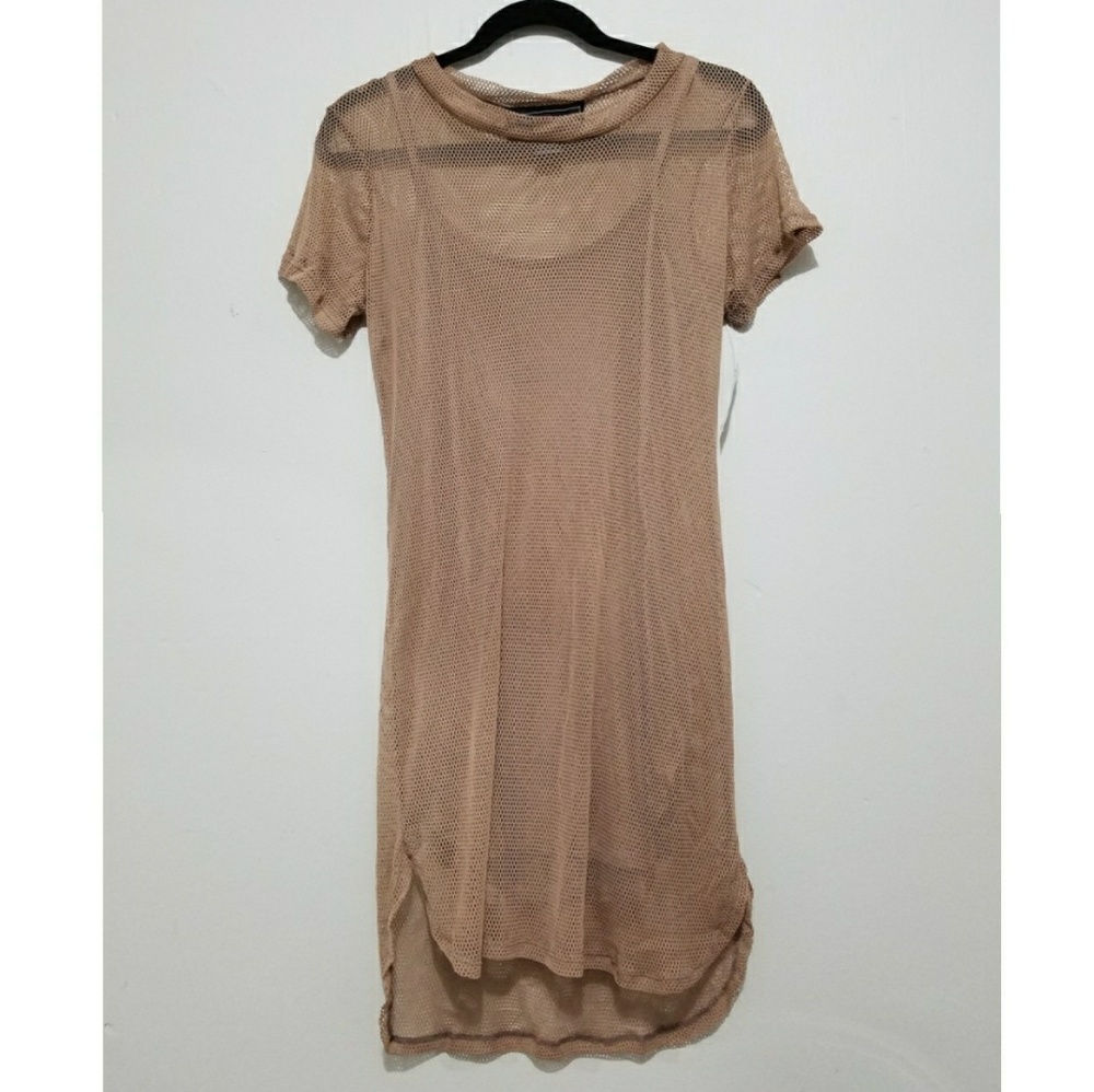 2-Layer Taupe Mesh Dress