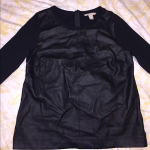 Leather Front Sweatshirt