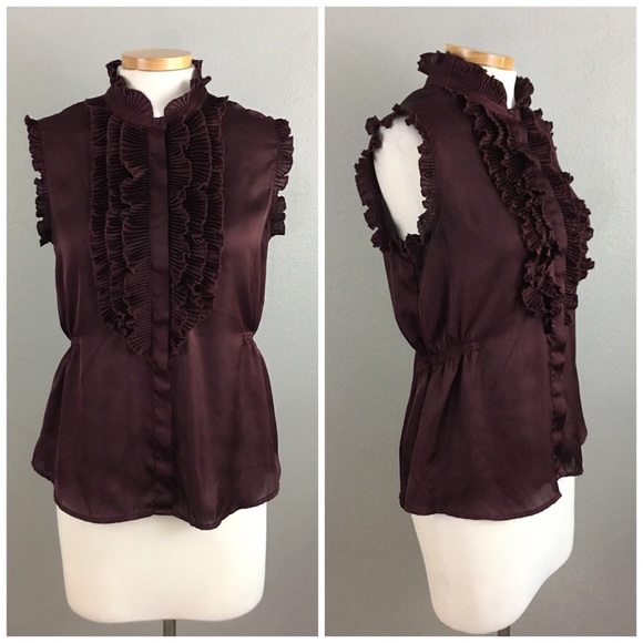 burgundy ruffle blouse