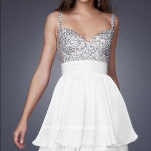 La Femme White & Silver dress