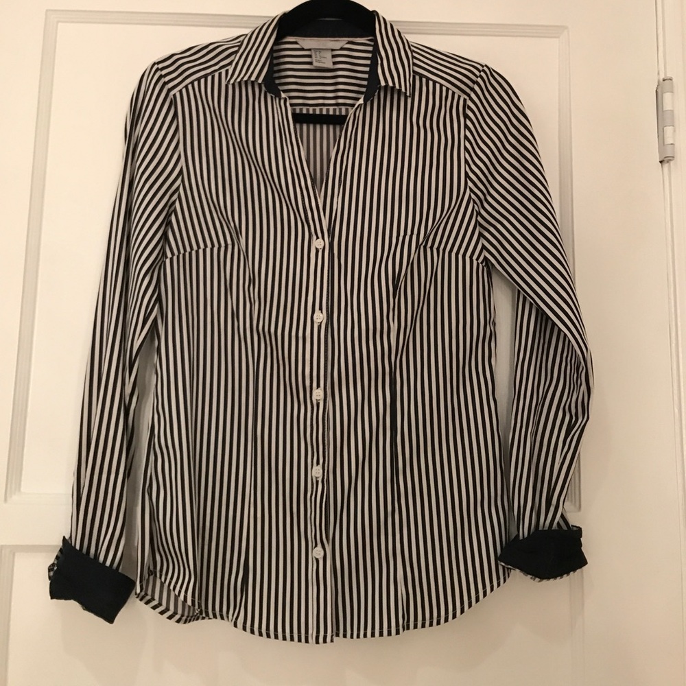 H&M striped button up shirt