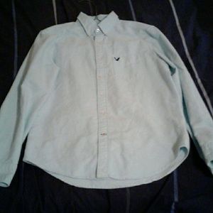 Used small American Eagle sky blue button down.