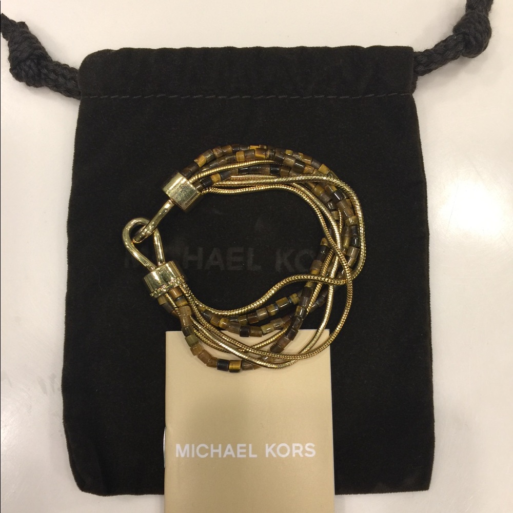 Michael Kors beaded brown/ gold chain bracelet!