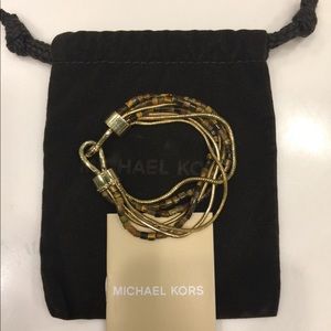 Michael Kors beaded brown/ gold chain bracelet!