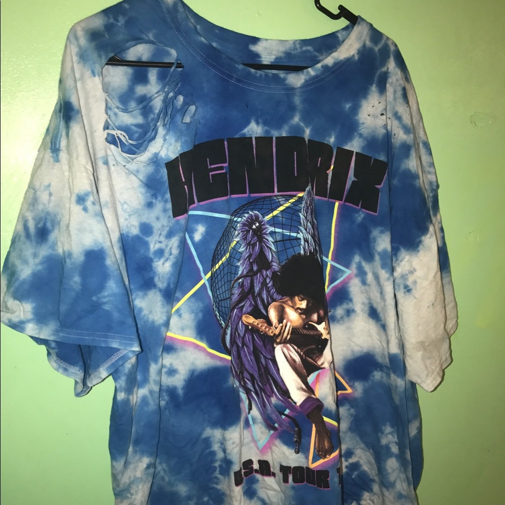 Forever 21 Distressed Dress Shirt Tie Dye Tee