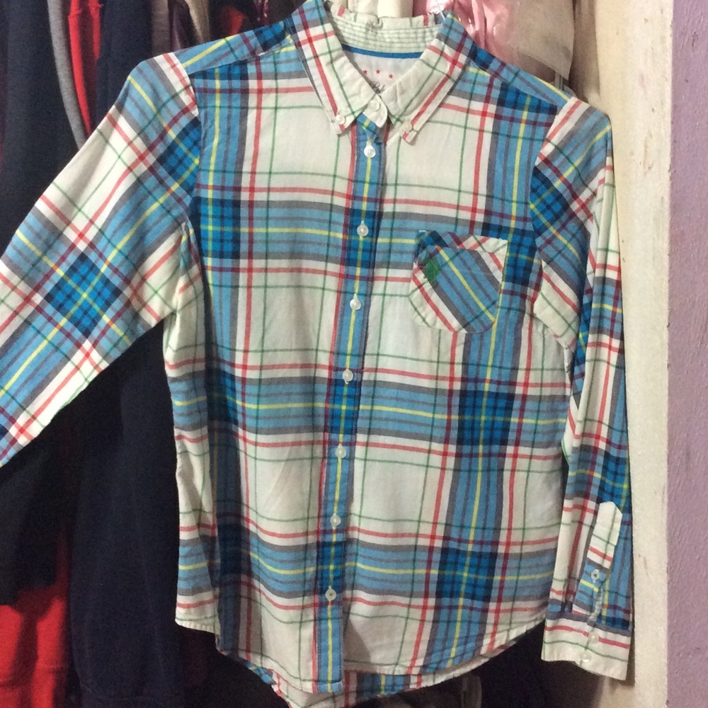 Blue/white button up shirt