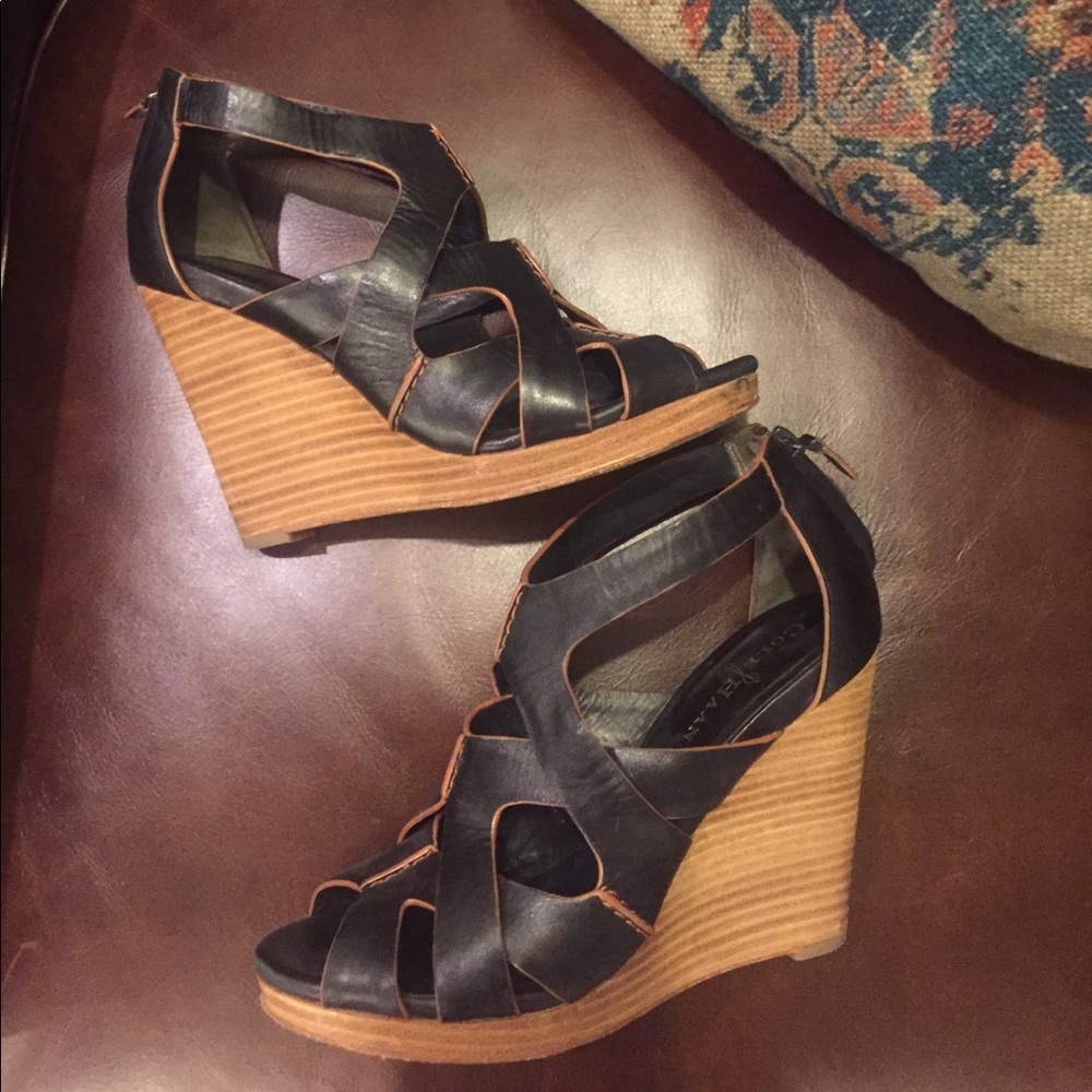Cole Haan black leather wedges sz 6.5 w/ Nike Air