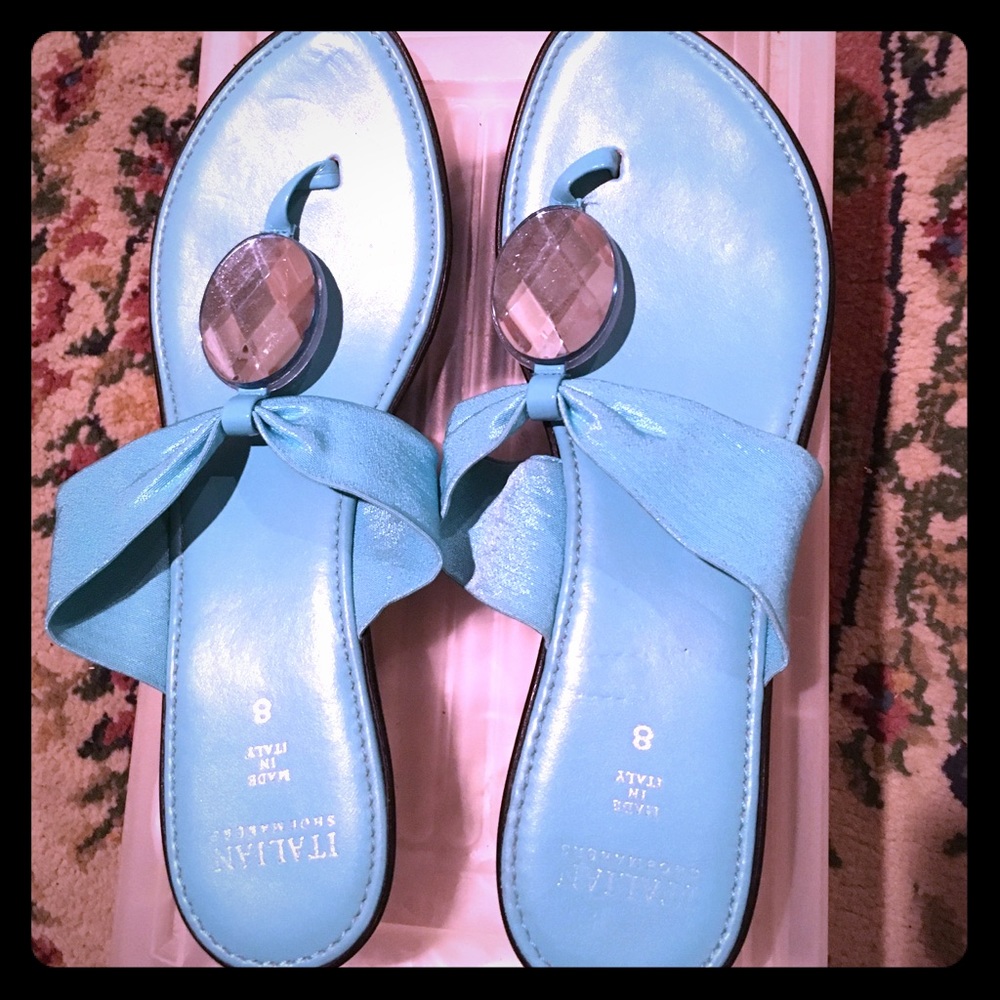 Italian Shoemakers Stretch Jewel Sandal Turquoise