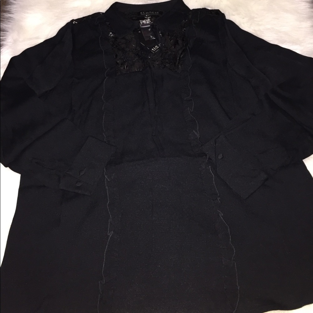 Eloquii Black lace tie blouse size 18 20 - Picture 3 of 8