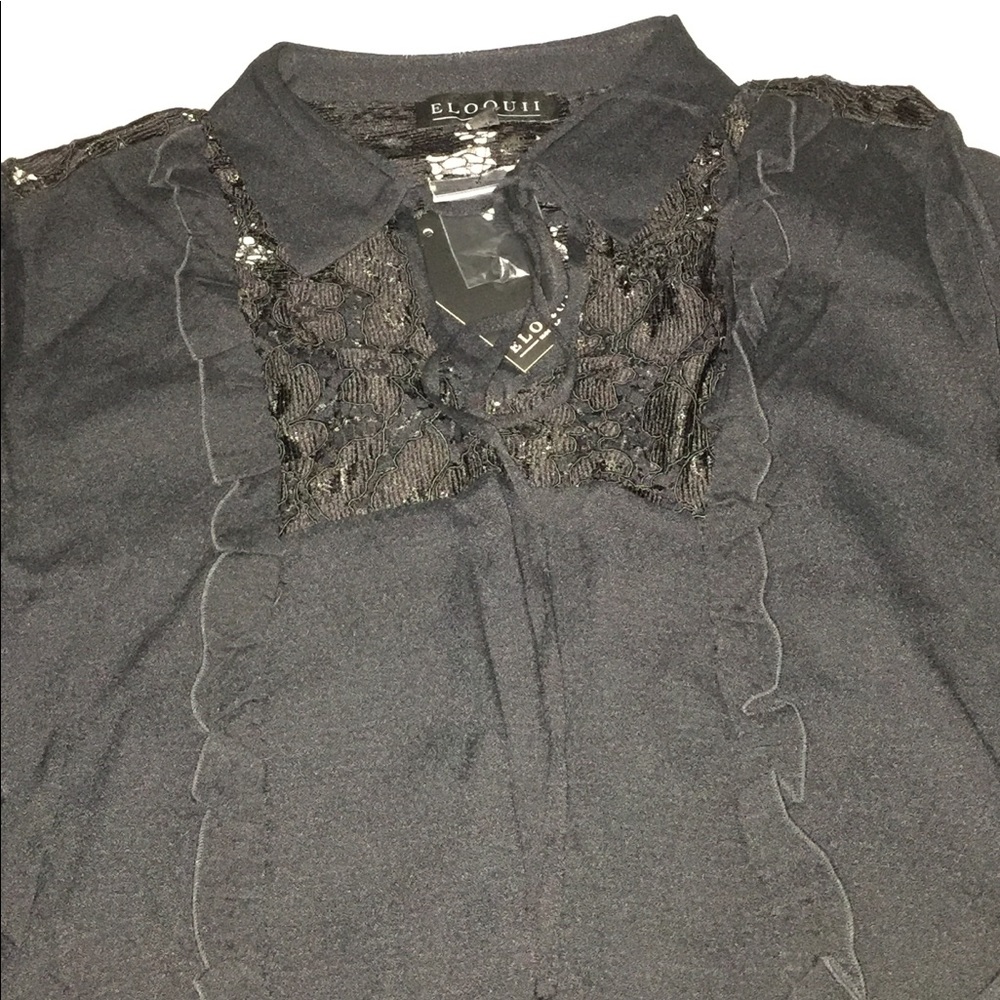 Eloquii Black lace tie blouse size 18 20 - Picture 5 of 8