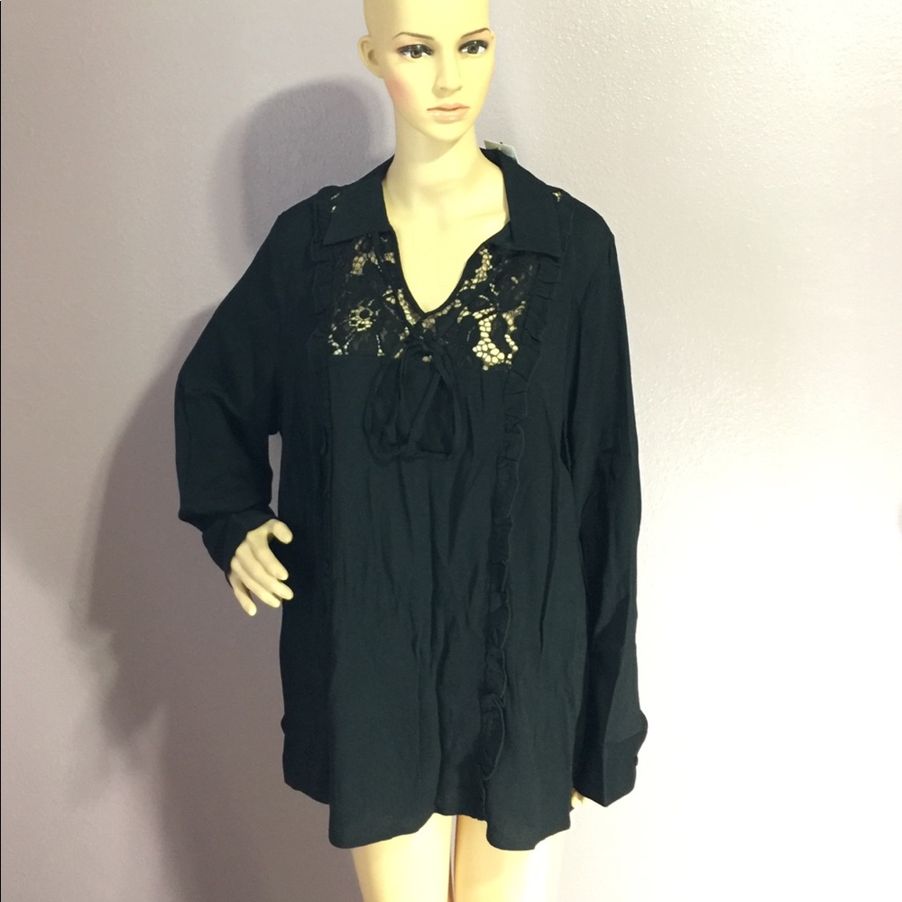 Eloquii Black lace tie blouse size 18 20 - Picture 2 of 8