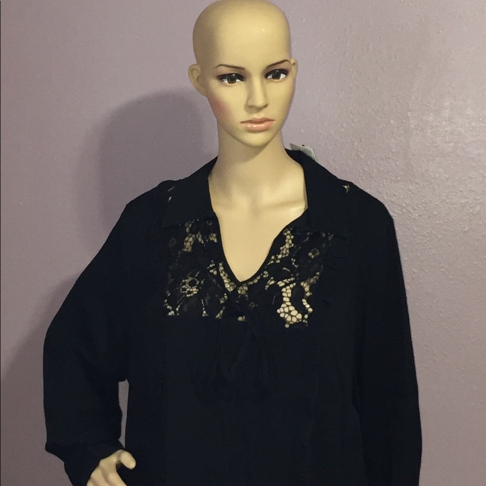 Eloquii Black lace tie blouse size 18 20