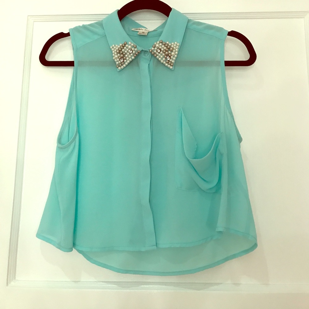 NWOT teal crop top