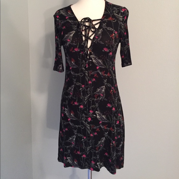 Topshop Forest Floral lace up tunic dress - Picture 3 of 8