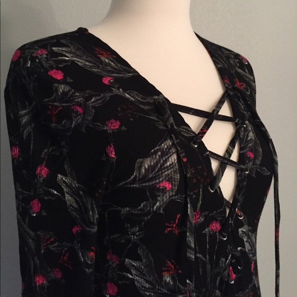 Topshop Forest Floral lace up tunic dress - Picture 2 of 8