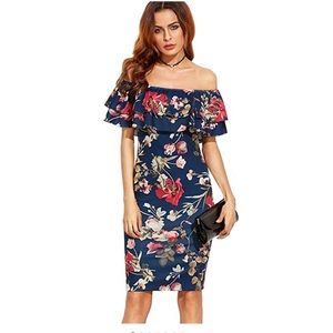 Floral Ruffle Off Shoulder Dress