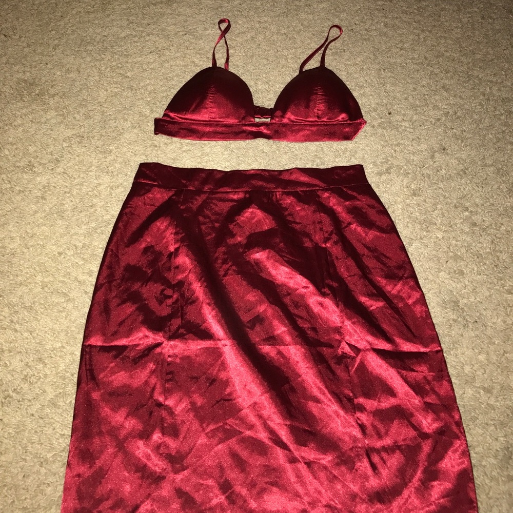 Satin skirt set