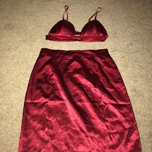 Satin skirt set