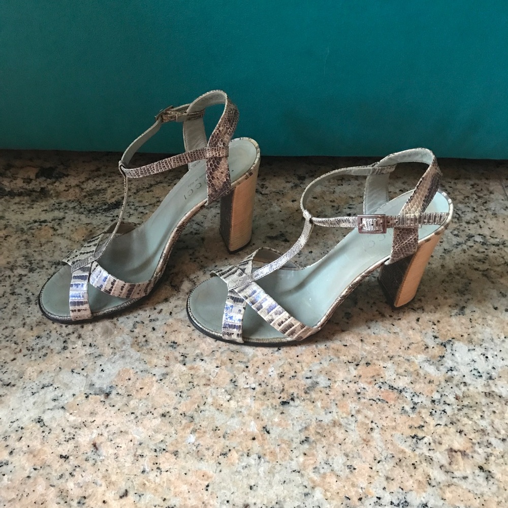 Gucci python 4 inch high heel sandal size 8