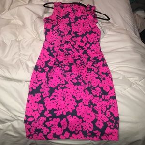 MAHI GOLD DRESS PINK AND NAVY FLORAL