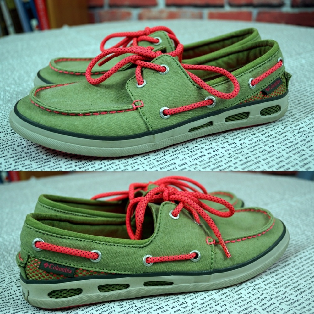 Women's Columbia Mesh Boat Shoes in Green