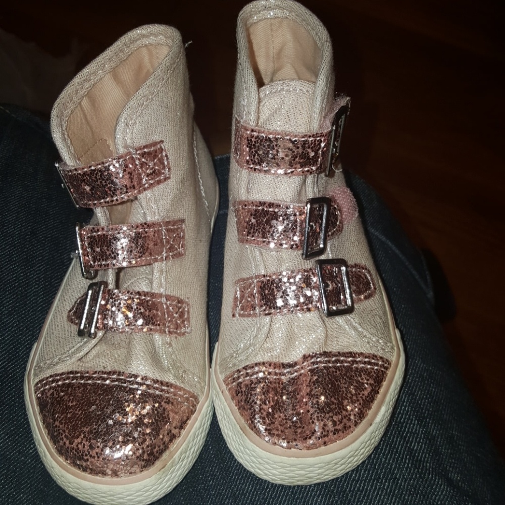 Toddler Girls canvas bling high top velcro sneaker