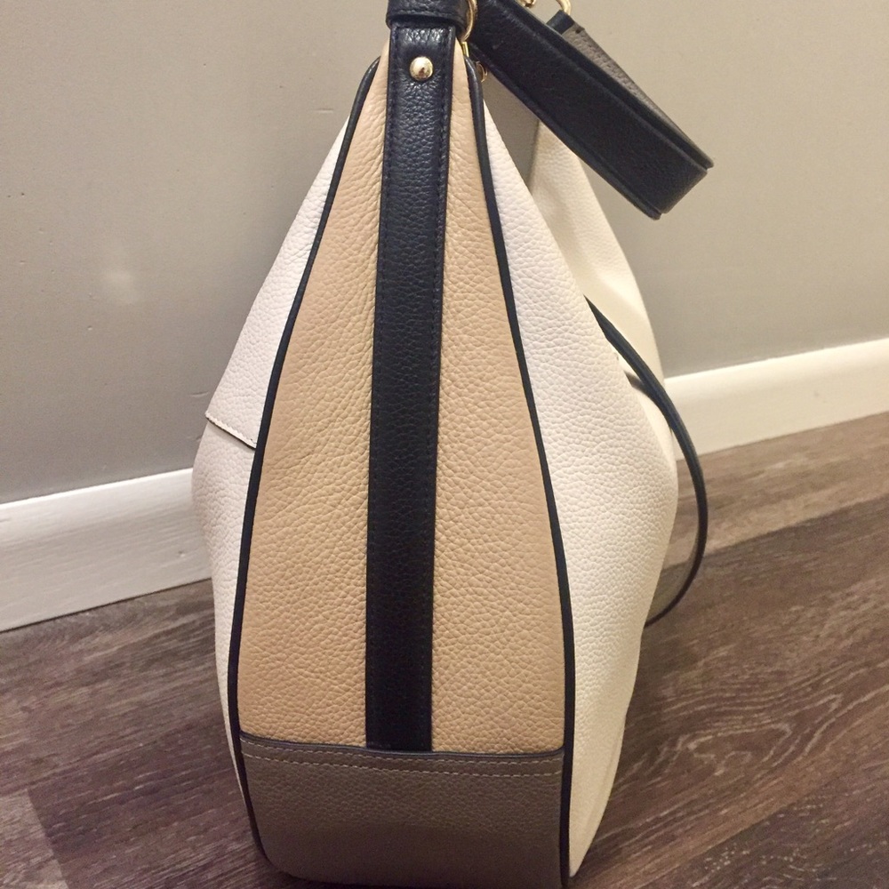 Leather Color-Block Coach Hobo