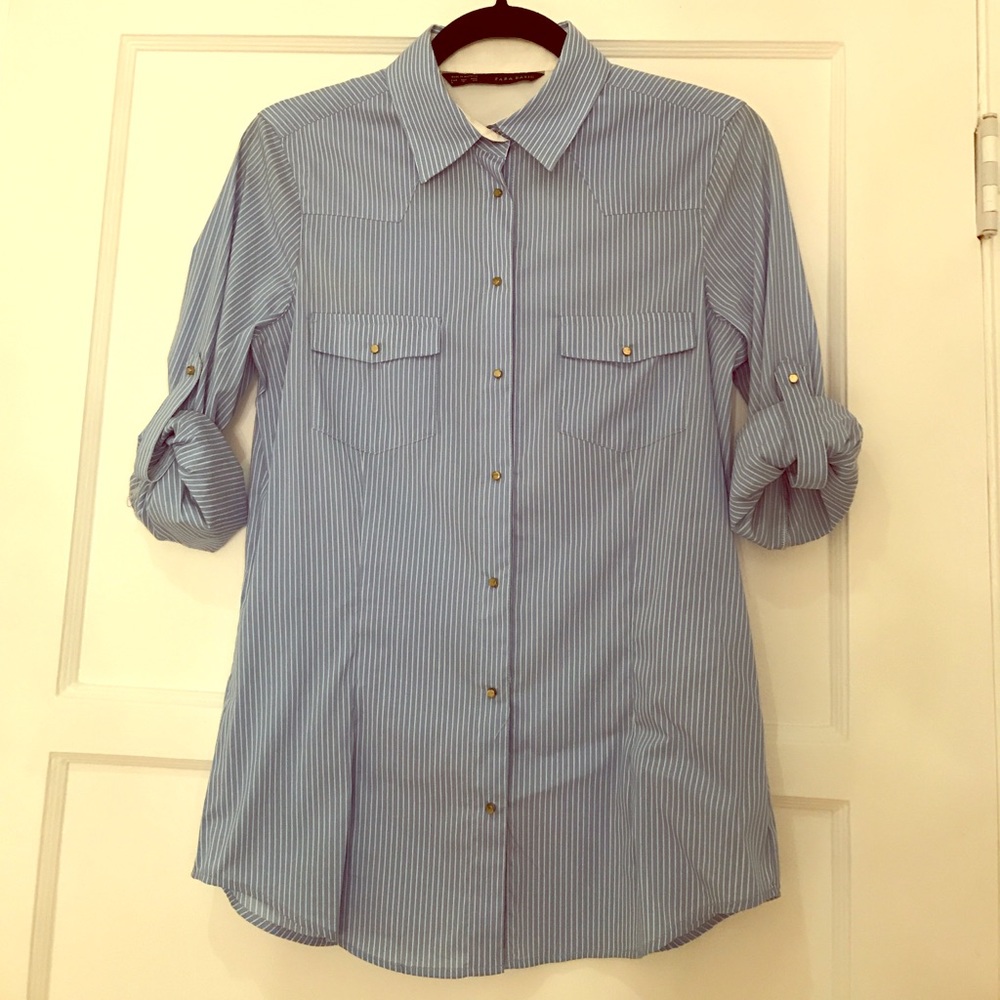 Zara pin stripe button up