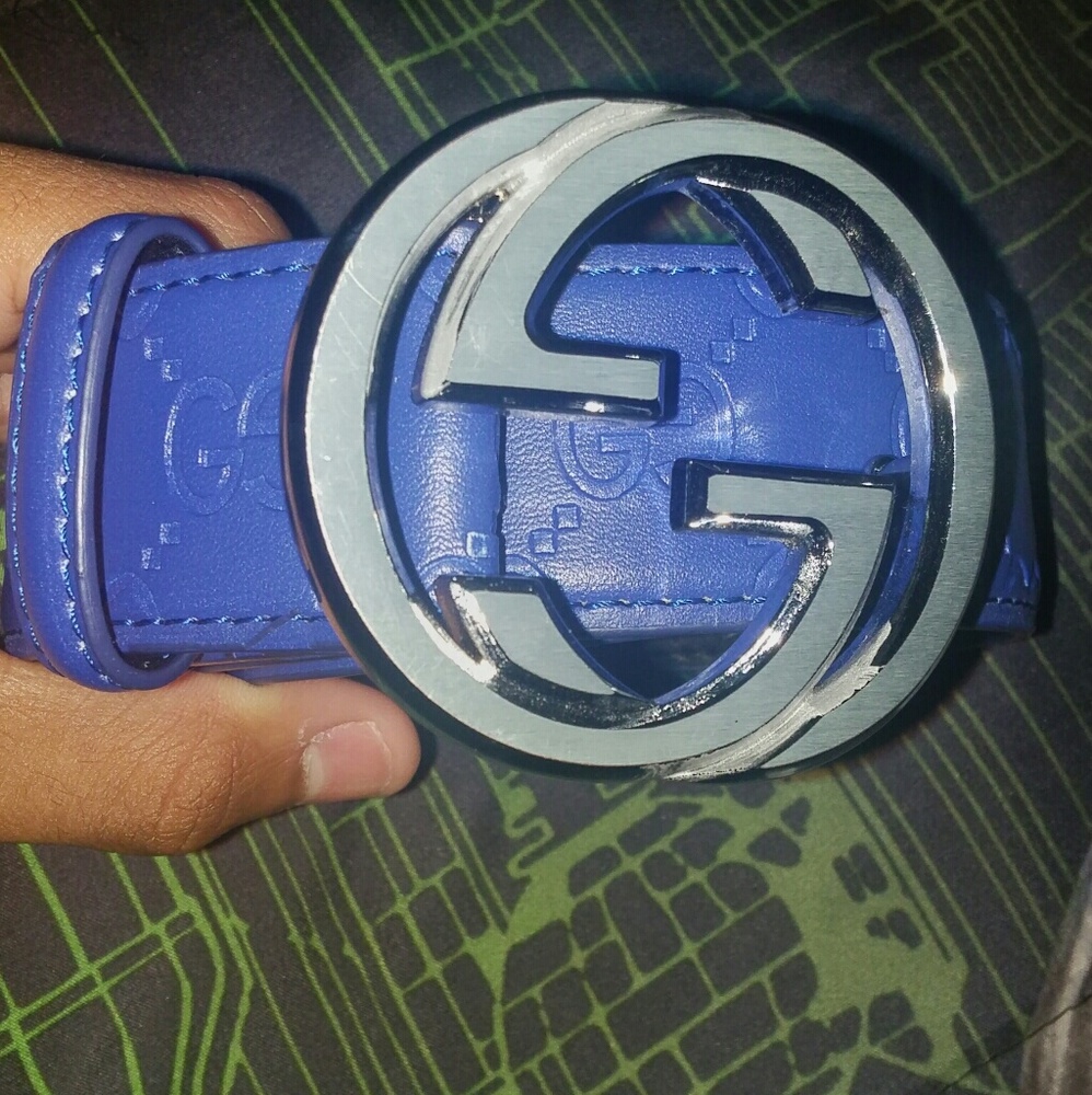 Blue Guccissima Belt