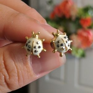 Fossil Ladybug Earrings