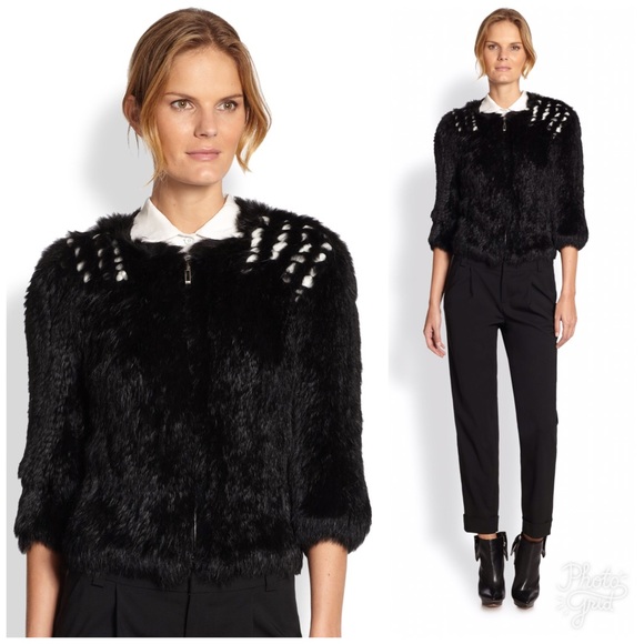 Alice + Olivia Jackets & Blazers - Alice and Olivia Farrari Rabbit Fur Combo Jacket S