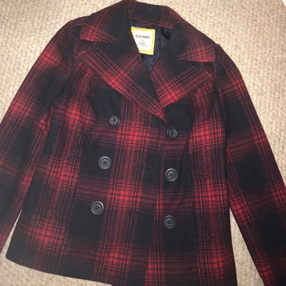 Red & Navy Pea Coat