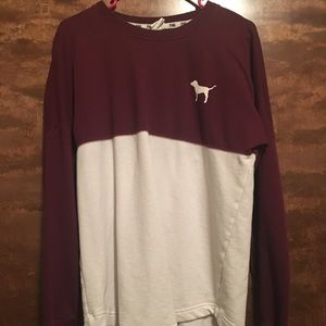 Maroon and white PINK long sleeve
