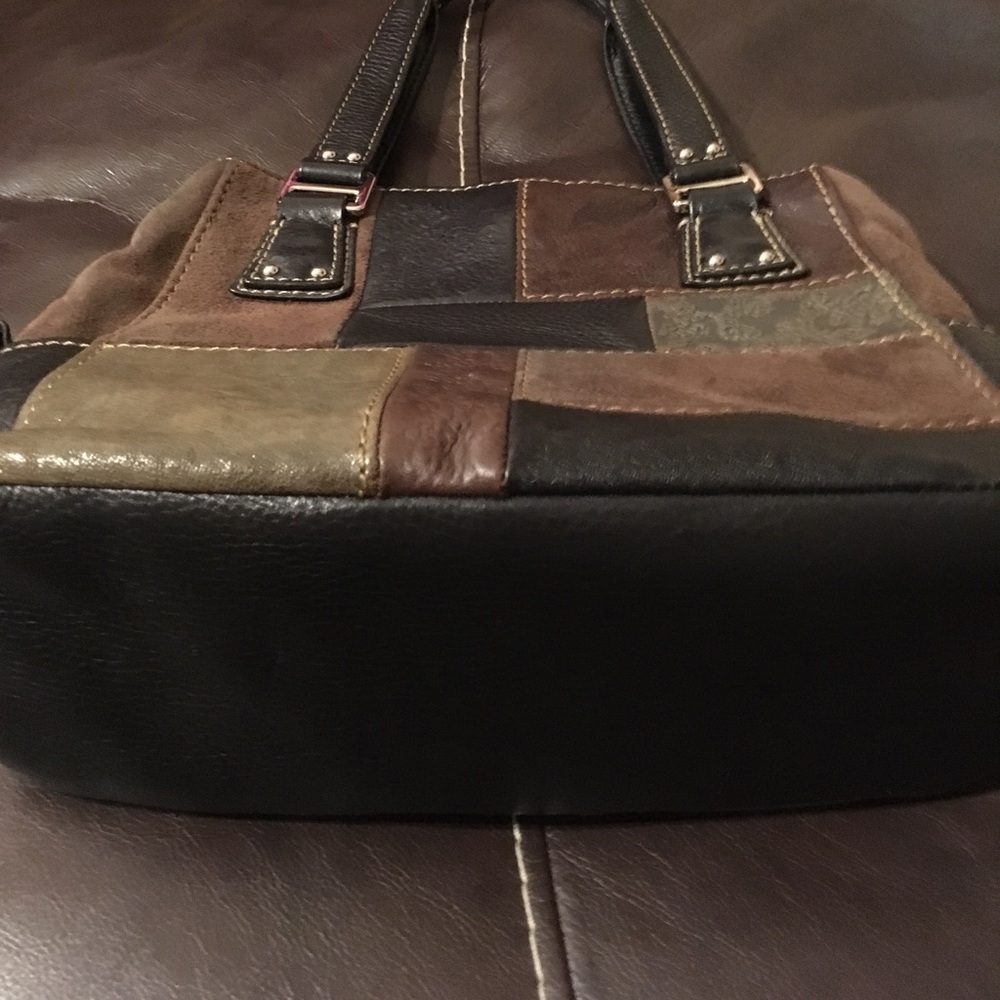 Fossil Leather & Suede Patchwork Handbag - image 3