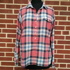 J. Crew Plaid Popover Shirt - Size Medium