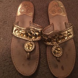Jack Rogers Zsa Zsa Gold Jeweled Sandals