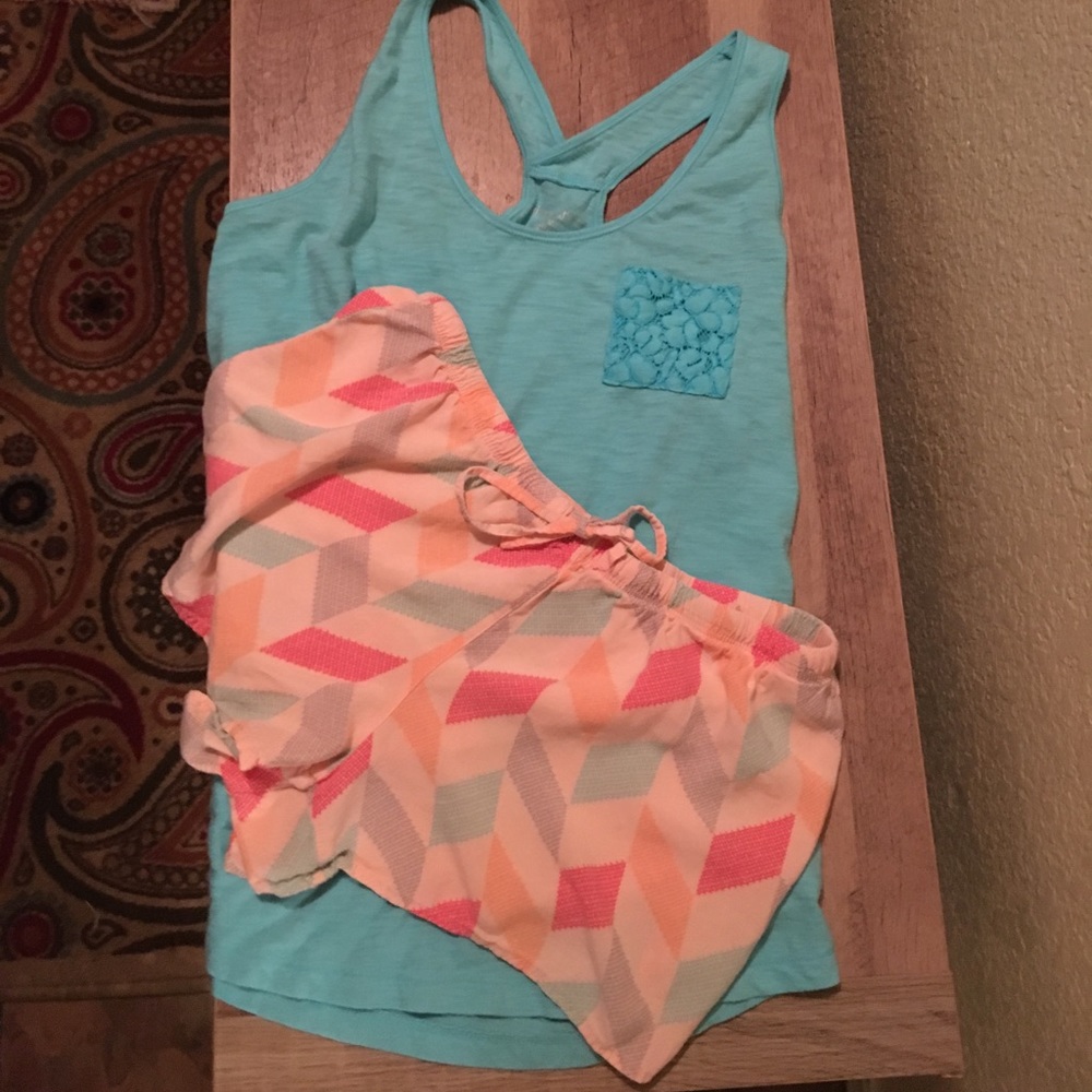 Cute turquoise/peach sleep set