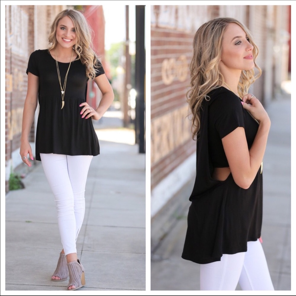 💕HOST PICK! Only Large Left Black Open Back Tunic