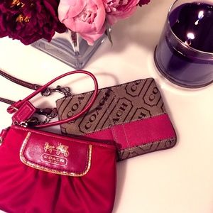 Coach Pink/Magenta and Gold Amanda Satin Wristlet