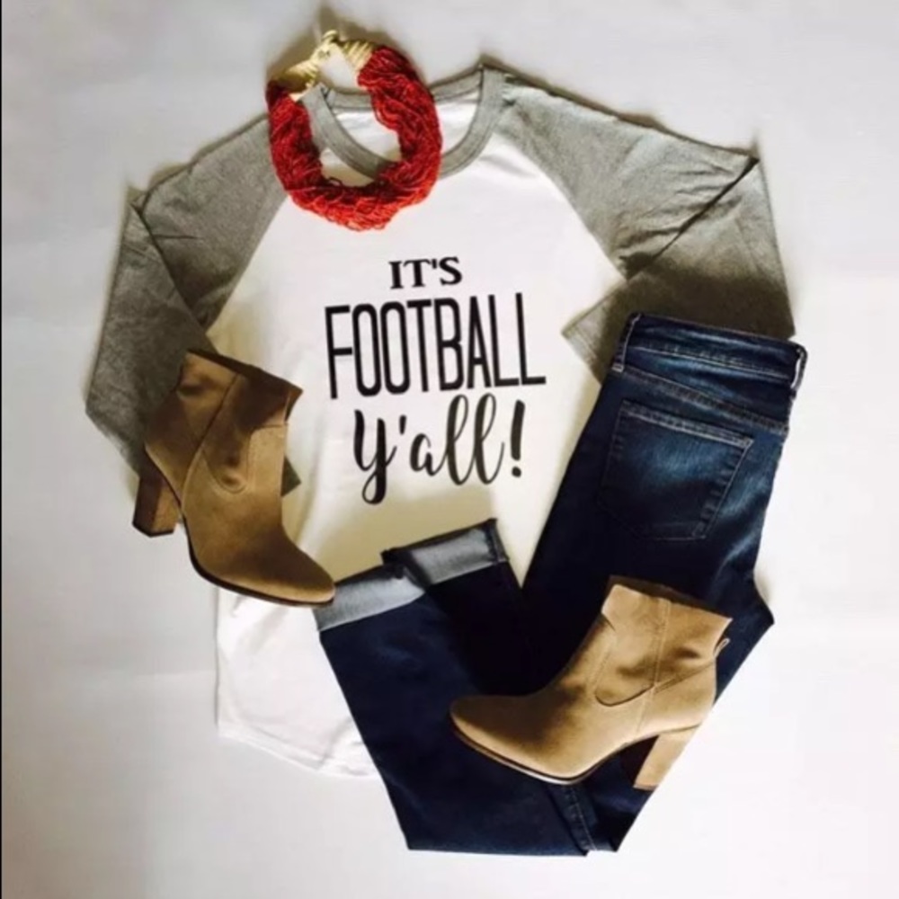 It's Football Y'all 3/4 Sleeve Graphic Tee T Shirt